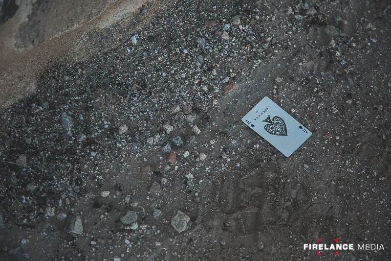 A playing card used as a "clue" and reinforcement that we were on the right track in downtown Tucson.